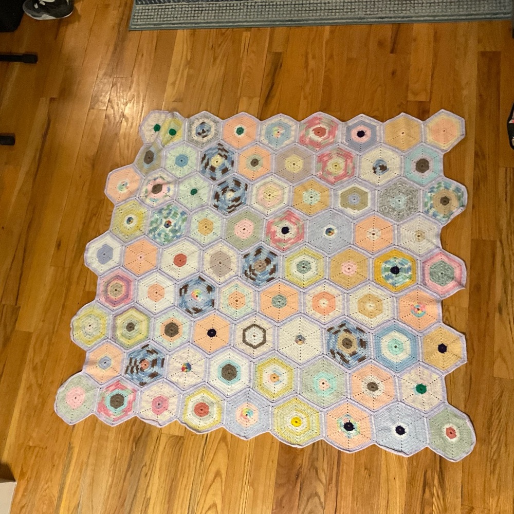 Multicolor Hexagon Patchwork Quilt